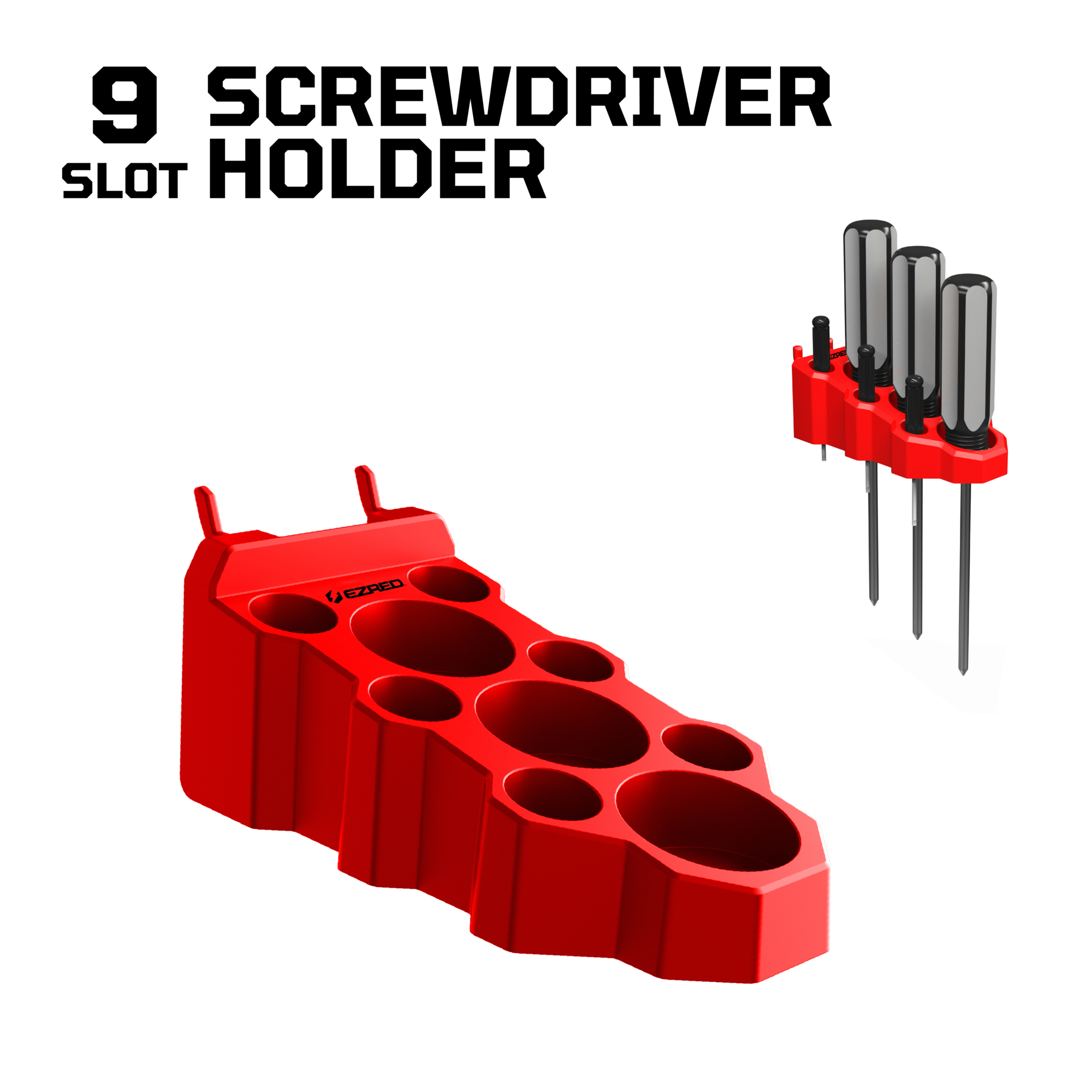 EZRED 9-Slot Peg Board Screwdriver Holder streamlines tool access